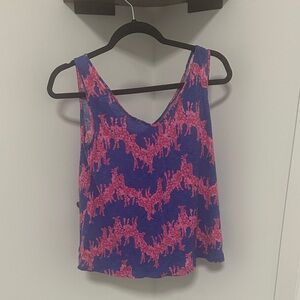 Lilly Pulitzer Blue Tank Top with Pink Patterns